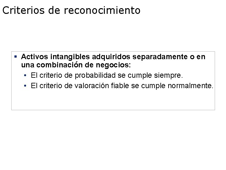Criterios de reconocimiento § Activos intangibles adquiridos separadamente o en una combinación de negocios: