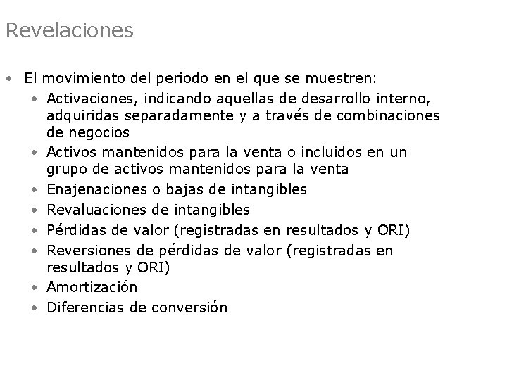 Revelaciones • El movimiento del periodo en el que se muestren: • Activaciones, indicando