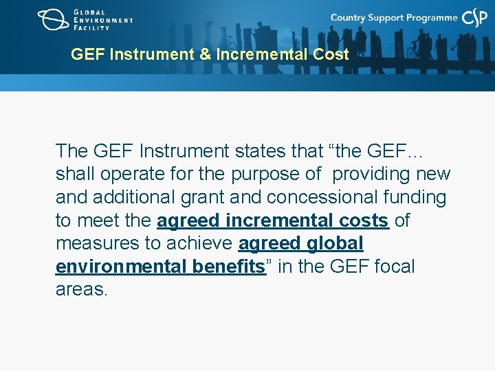 GEF Instrument & Incremental Cost The GEF Instrument states that “the GEF… shall operate