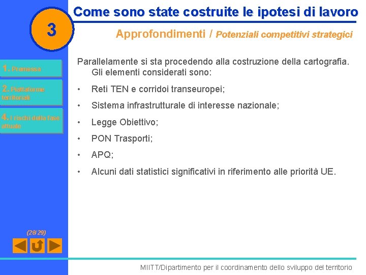 3 Come sono state costruite le ipotesi di lavoro Approfondimenti / Potenziali competitivi strategici