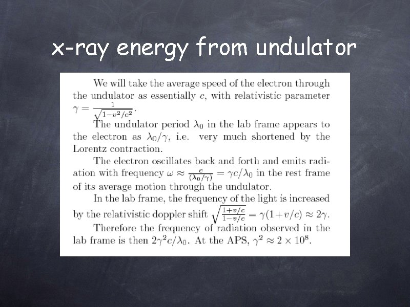 x-ray energy from undulator 