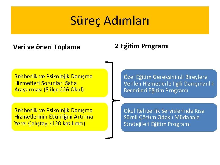 Süreç Adımları Veri ve öneri Toplama 2 Eğitim Programı Rehberlik ve Psikolojik Danışma Hizmetleri