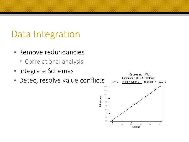 Data Integration • Remove redundancies ▫ Correlational analysis • Integrate Schemas • Detec, resolve