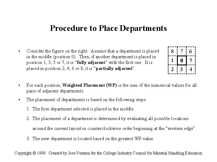 Procedure to Place Departments • Consider the figure on the right. Assume that a