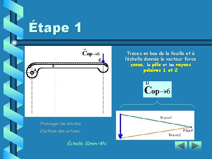 Étape 1 Tracez en bas de la feuille et à l’échelle donnée le vecteur