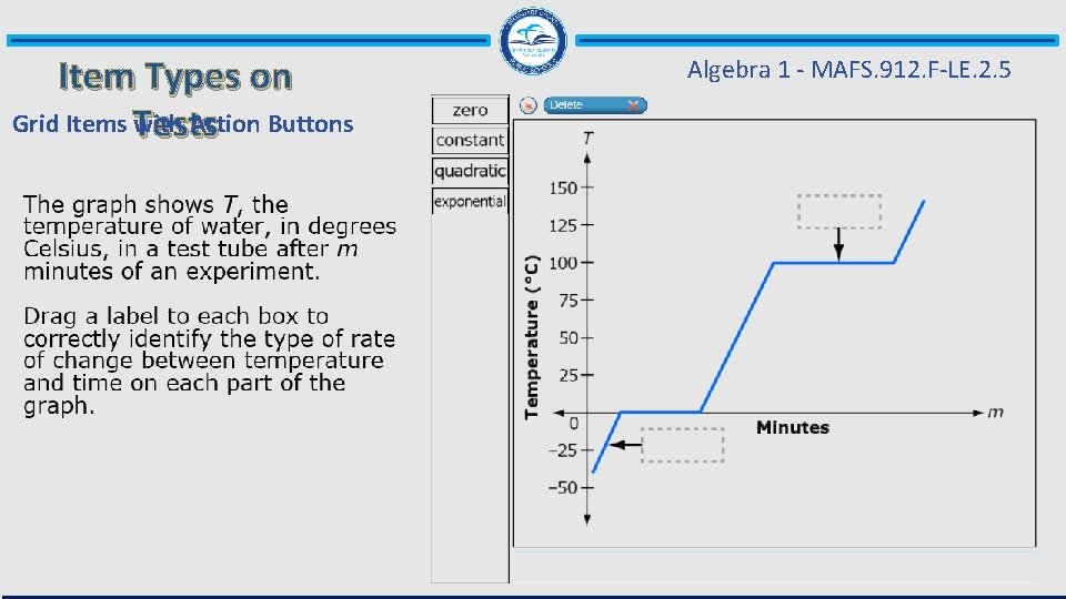 Item Types on Grid Items Tests with Action Buttons Algebra 1 - MAFS. 912.