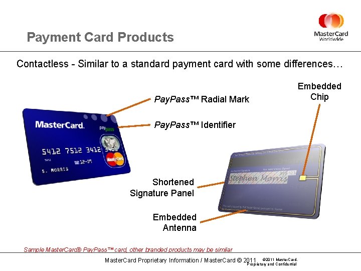 Payment Card Products Contactless - Similar to a standard payment card with some differences…