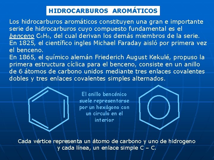HIDROCARBUROS AROMÁTICOS Los hidrocarburos aromáticos constituyen una gran e importante serie de hidrocarburos cuyo