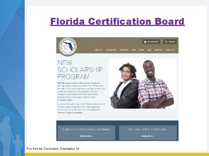 Florida Certification Board Pre-Service Curriculum: Orientation 14 