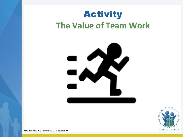 Activity The Value of Team Work Pre-Service Curriculum: Orientation 9 