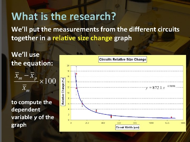 What is the research? We’ll put the measurements from the different circuits together in