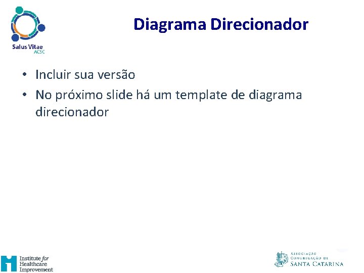 Diagrama Direcionador • Incluir sua versão • No próximo slide há um template de