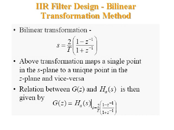 IIR Filter Design - Bilinear Transformation Method 