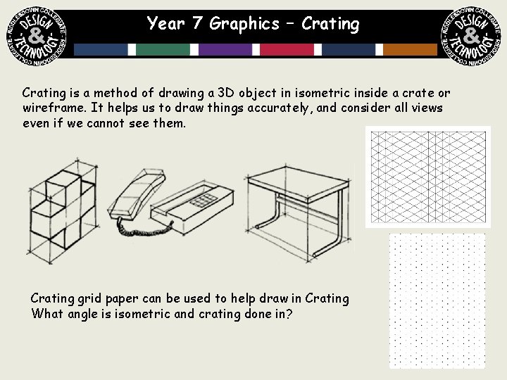 Year 7 Graphics – Crating is a method of drawing a 3 D object