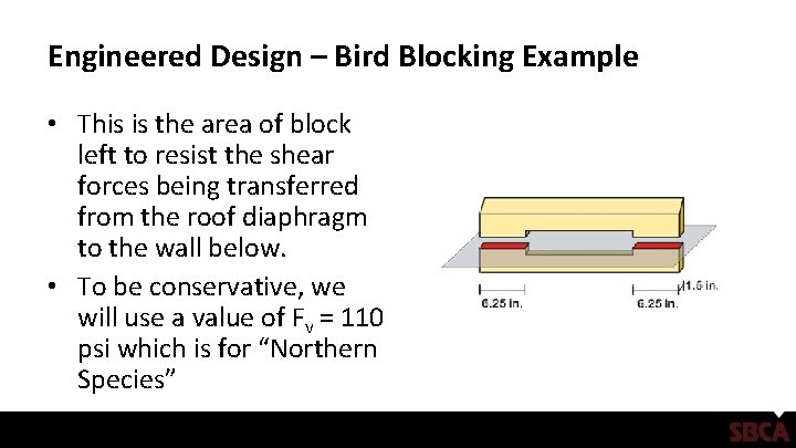 Engineered Design – Bird Blocking Example • This is the area of block left
