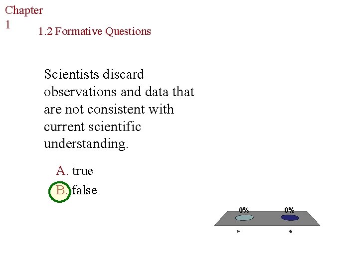 Chapter The Study of Life 1 1. 2 Formative Questions Scientists discard observations and