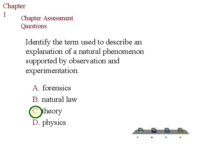 Chapter The Study of Life 1 Chapter Assessment Questions Identify the term used to