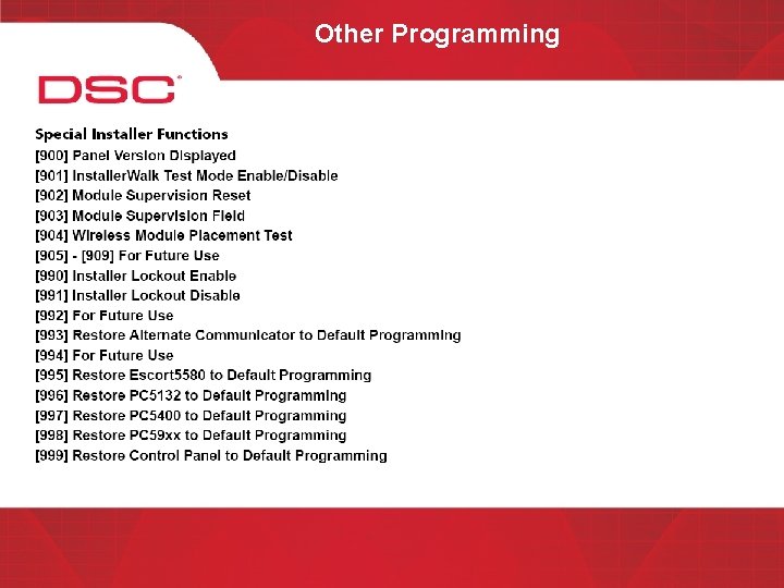 Other Programming 