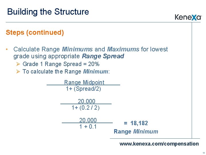 Building the Structure Steps (continued) • Calculate Range Minimums and Maximums for lowest grade