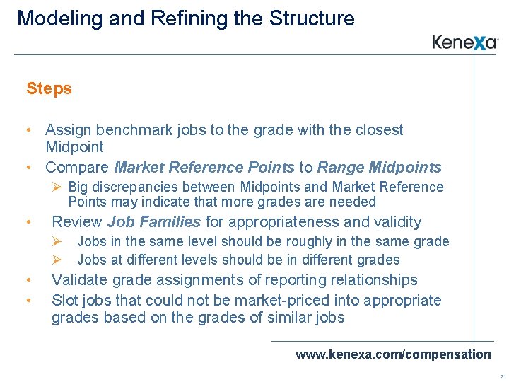 Modeling and Refining the Structure Steps • Assign benchmark jobs to the grade with