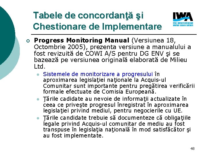 Tabele de concordanţă şi Chestionare de Implementare ¡ Progress Monitoring Manual (Versiunea 18, Octombrie