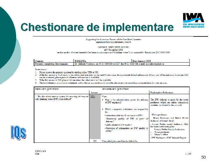 Chestionare de implementare 50 