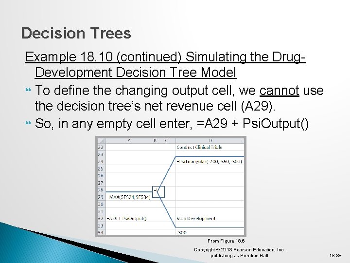 Decision Trees Example 18. 10 (continued) Simulating the Drug. Development Decision Tree Model To