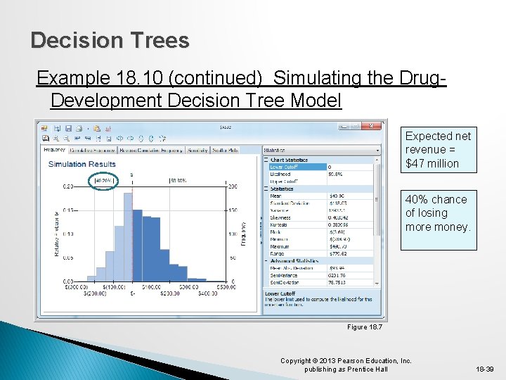 Decision Trees Example 18. 10 (continued) Simulating the Drug. Development Decision Tree Model Expected