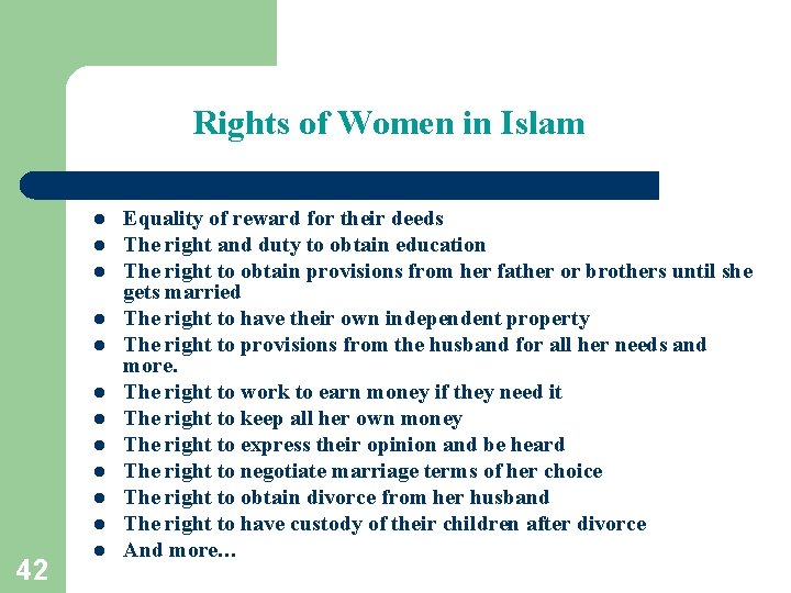 Rights of Women in Islam l l l 42 l Equality of reward for