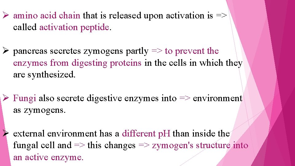 Ø amino acid chain that is released upon activation is => called activation peptide.