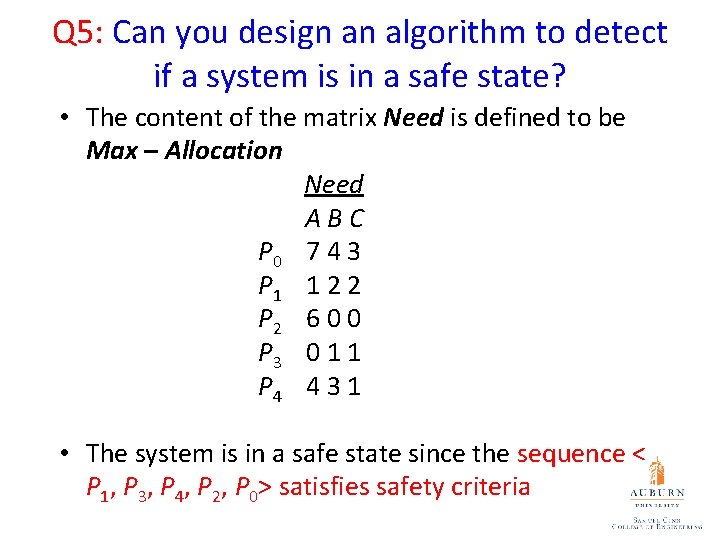 Q 5: Can you design an algorithm to detect if a system is in