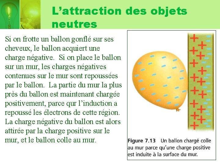 L’attraction des objets neutres Si on frotte un ballon gonflé sur ses cheveux, le