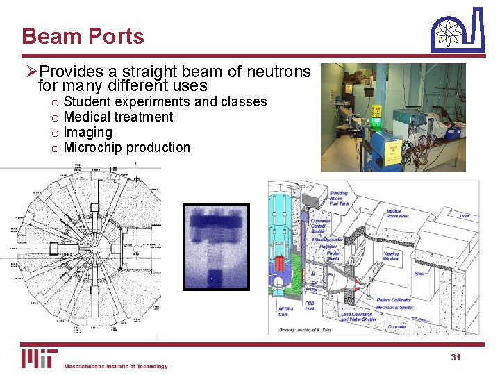 Beam Ports ØProvides a straight beam of neutrons for many different uses o Student Beam Ports ØProvides a straight beam of neutrons for many different uses o Student