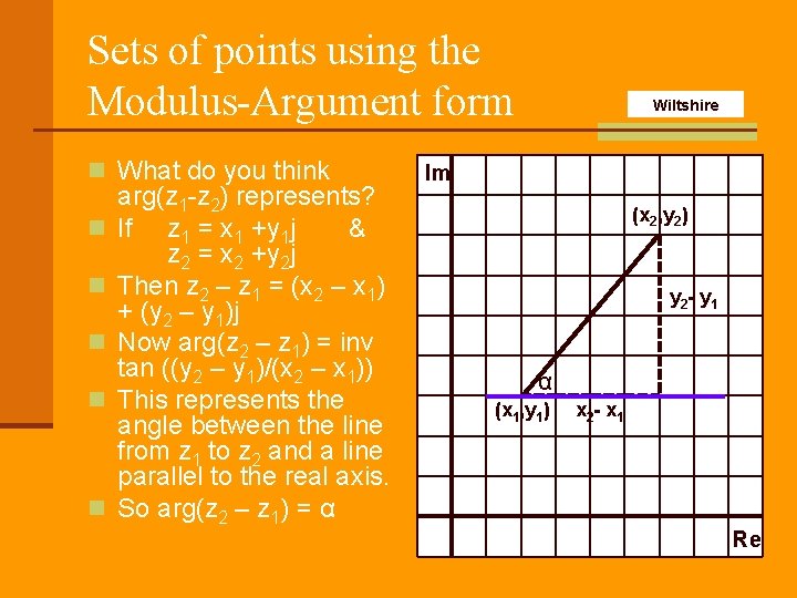 Sets of points using the Modulus-Argument form n What do you think n n