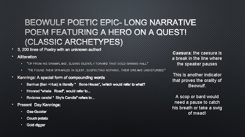 BEOWULF POETIC EPIC- LONG NARRATIVE POEM FEATURING A HERO ON A QUEST! (CLASSIC ARCHETYPES)