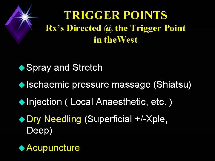 TRIGGER POINTS Rx’s Directed @ the Trigger Point in the. West u Spray and