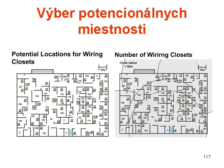 Výber potencionálnych miestnosti 117 