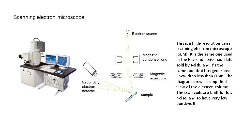 This is a high-resolution Zeiss scanning electron microscope (SEM). It is the same one