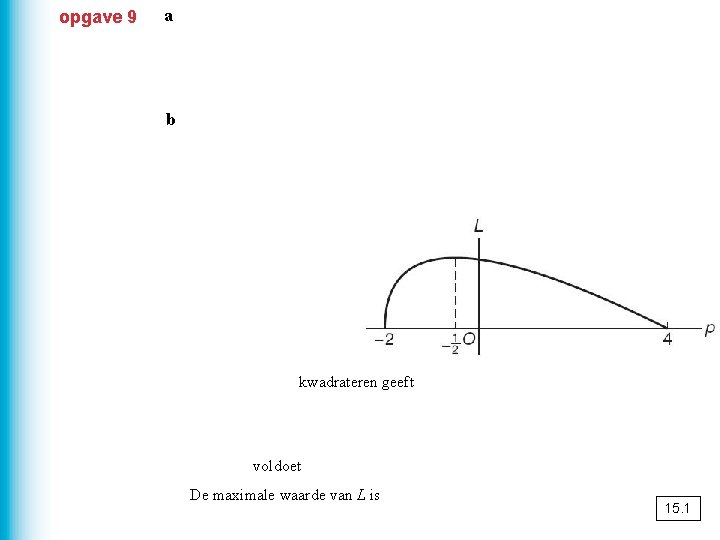 opgave 9 a b geeft kwadrateren geeft voldoet De maximale waarde van L is