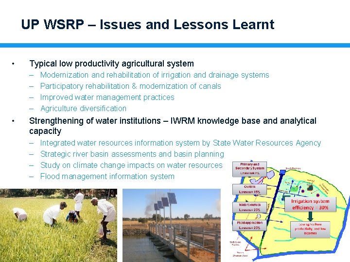 UP WSRP – Issues and Lessons Learnt • Typical low productivity agricultural system –
