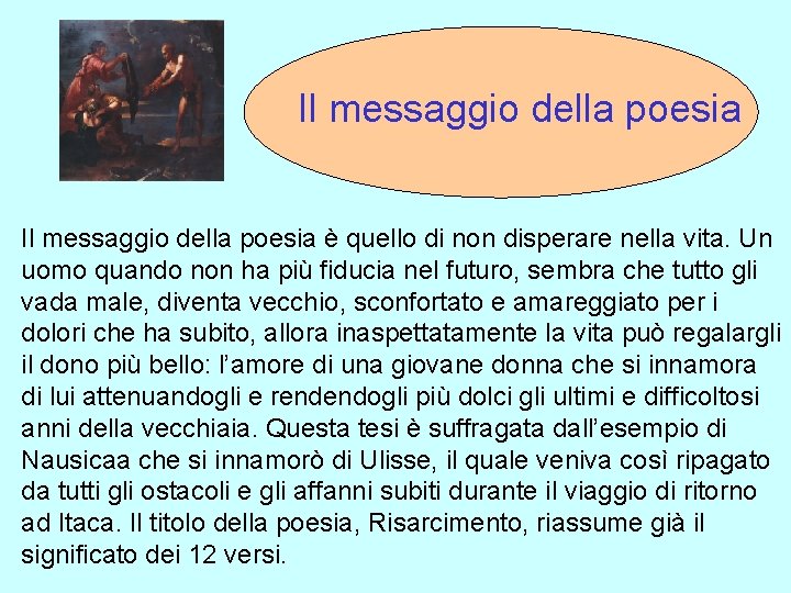 Il messaggio della poesia è quello di non disperare nella vita. Un uomo quando