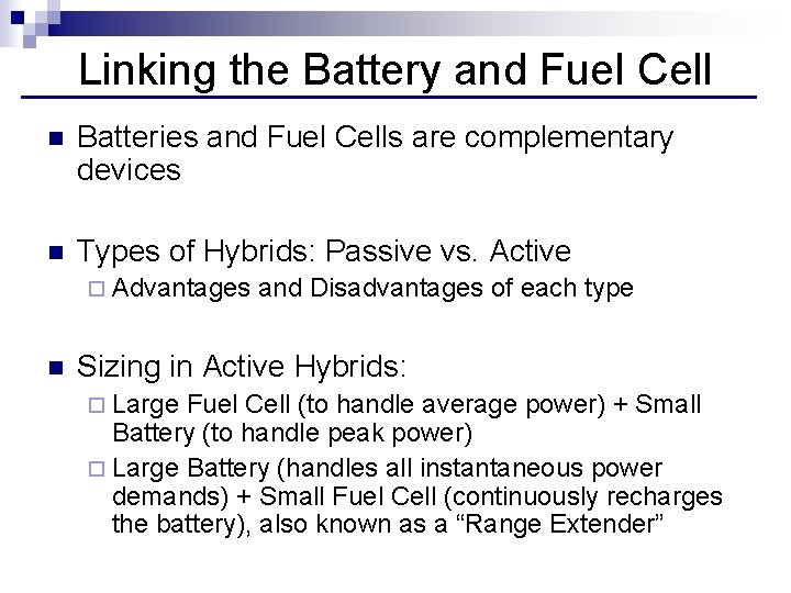 A Hybrid Fuel Cell Battery Power Supply Connections