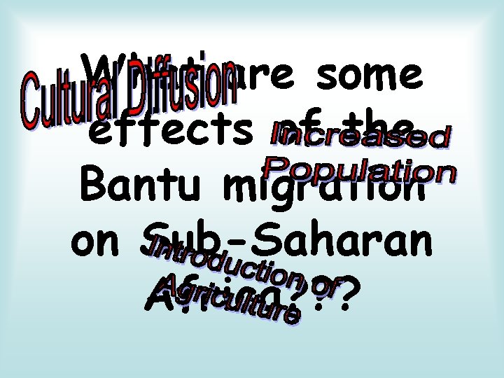 What are some effects of the Bantu migration on Sub-Saharan Africa? ? ? 