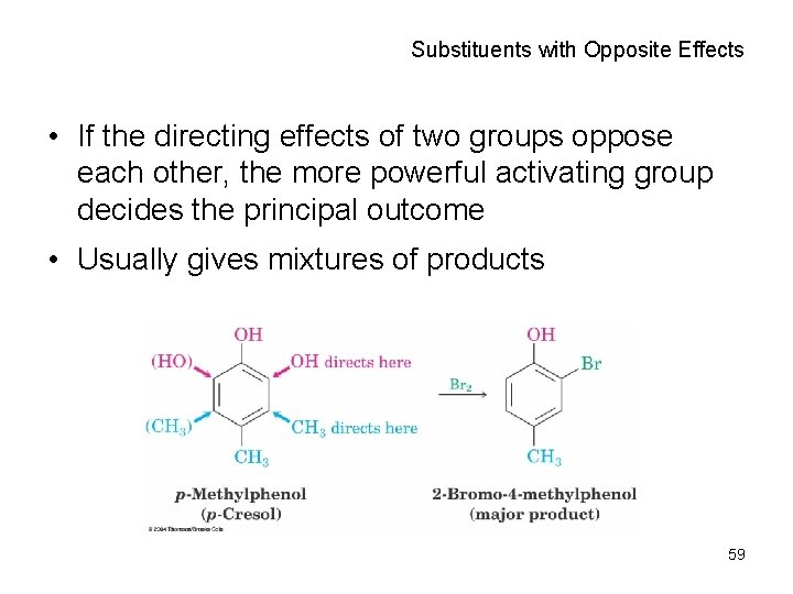 Substituents with Opposite Effects • If the directing effects of two groups oppose each