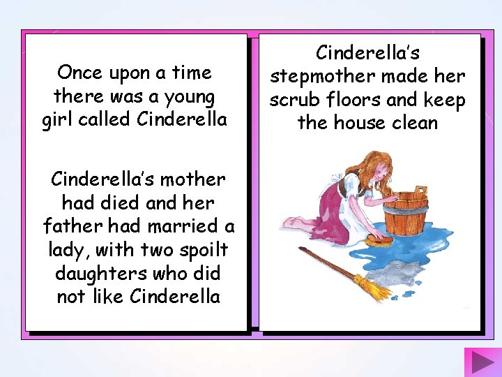 Once upon a time there was a young girl called Cinderella’s mother had died