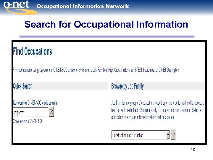 Search for Occupational Information 48 