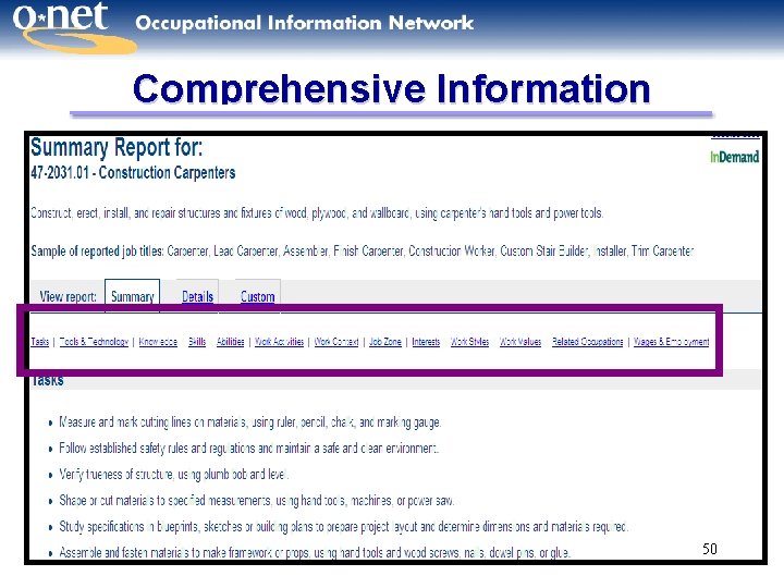Comprehensive Information 50 