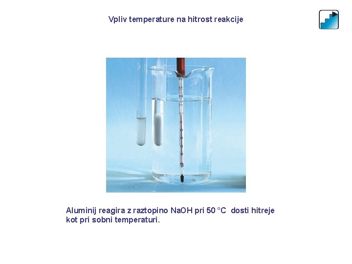 Vpliv temperature na hitrost reakcije Aluminij reagira z raztopino Na. OH pri 50 °C