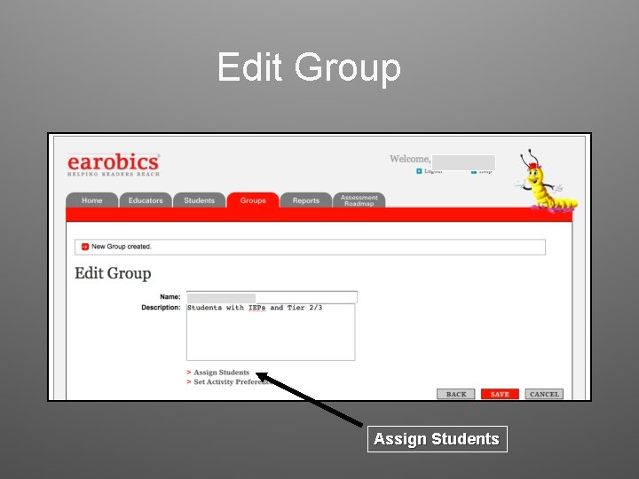 Edit Group Assign Students 