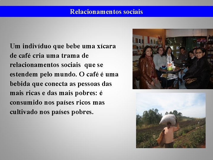 Relacionamentos sociais Um indivíduo que bebe uma xícara de café cria uma trama de